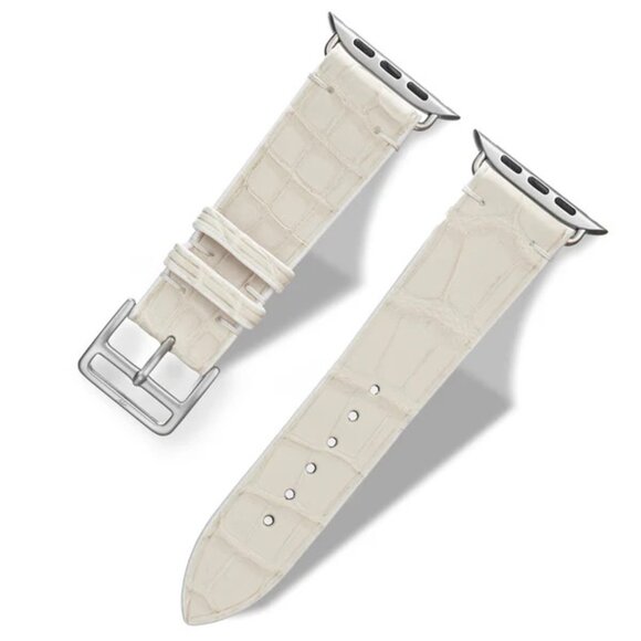 Genuine Alligator Watch Strap – Premium Exotic Skin - Alabaster Color - Picture 3 of 6
